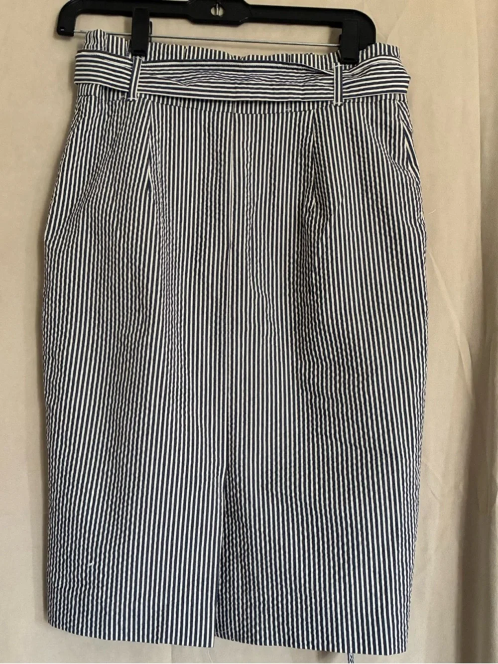 Ann Taylor Black and White Striped Tie-Waist Pencil Skirt - Picture 2 of 11